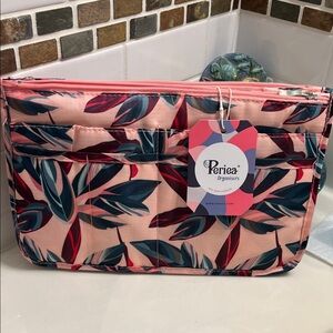 Pink and Blue Leaf Cosmetic Organizer